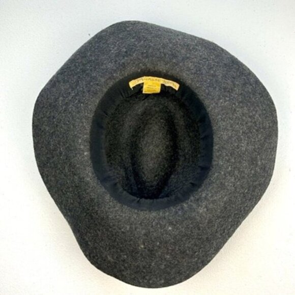 Michael Stars Floppy Wool Fedora Hat Wide-Brim Grosgrain Ribbon Grey/Gray OS - Picture 7 of 8